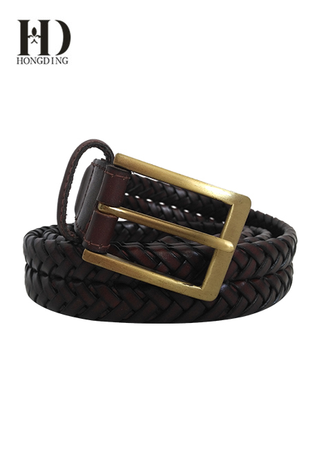 Mens Maroon Braided Leather Belt