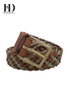 Womens braided leather belts with metal buckle