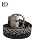 Women's Braided Leather Belt With Golden Buckle