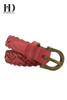 Women's Braided Skinny Narrow Leather Belt