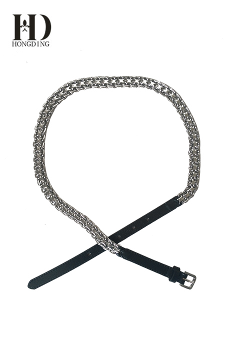 Women's Skinny Patent Leather Chain Belt