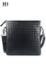 HongDing Black Business Braided Shoulder Bags High Quality PU Leather Messenger Bags For Men