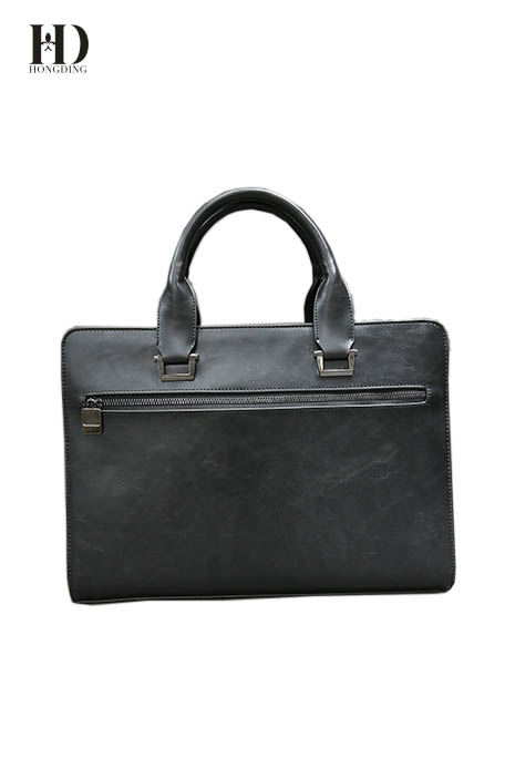 HongDing Black High Quality Crazy Horse Leather PU Handbags for Men