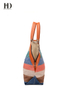 HongDing Contrast-Color Big Capacity Canvas Travel Handbags with Shoulder Strap for Women