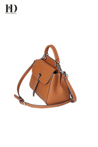 HongDing Large Capacity Khaki Genuine Cowhide Leather Handbags with Shoulder Strap for Women