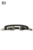 HongDing Black Split Leather Three-Piece Belts with Carved Pin Buckle for Women