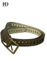  HongDing Bronze Hollow-Out Women PU Belt With Central Bar Buckle