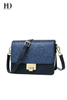 HongDing Dark Blue Genuine Cowhide Leather Handbags with Exquisite Sequins for Women