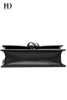 HongDing Black Genuine Cowhide Leather Shoulder Bags for Women with Hardware Chain Shoulder Strap