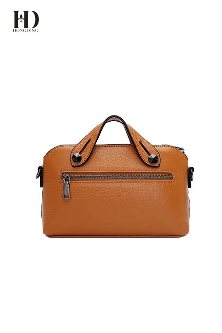 HongDing Light Brown Fashion Genuine Cowhide Leather Handbags with Shoulder Strap for Women