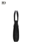 HongDing Black Big Capacity Genuine Leather Business Handbags with Key Chain for Men