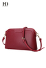 HongDing Wine Red Color Genuine Cowhide Leather Handbags with Shoulder Strap for Women