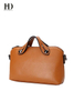 HongDing Light Brown Fashion Genuine Cowhide Leather Handbags with Shoulder Strap for Women