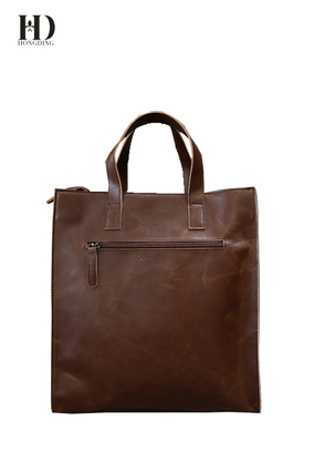 HongDing Coffee Retro Business Crazy-Horse PU Leather Handbags and Messenger Bags for Men