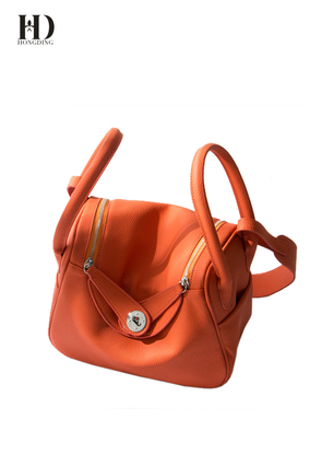 HongDing Orange Color Lindy Bag High-Quality PU Leather Handbags with Shoulder Strap for Women