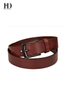 HongDing Brown Genuine Cowhide Leather Business Jeans Belts with Pin Buckle for Men