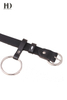 HongDing Black BF Style Women Skinny PU Belts With Ring Pin Buckle and Big Ring For Jeans