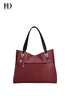 HongDing Red Split Cowhide Leather Handbags with Large Capacity for Women