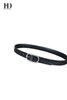 HongDing Black Genuine Cowhide Leather Narrow Belts with Central Bar Buckle for Men