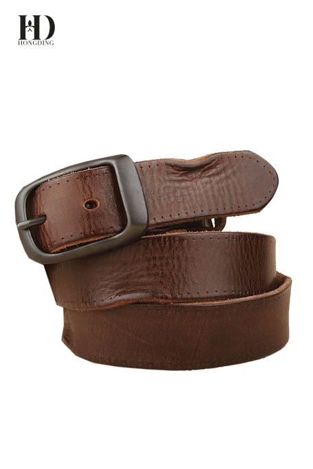 HongDing Coffee Retro Genuine Cowhide Leather Jeans Belts with Retro Alloy Buckle for Women