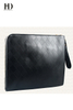 HongDing Black Stylish Business Braided PU Leather Handbags File Bags for Men