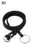 HongDing Black BF Style Women Skinny PU Belts With Ring Pin Buckle and Big Ring For Jeans