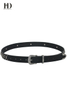 HongDing Black Retro Rivet PU Belts with Pin Buckle Three Pieces of Belts for Women