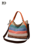 HongDing Contrast-Color Big Capacity Canvas Travel Handbags with Shoulder Strap for Women