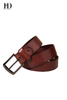 HongDing Brown Genuine Cowhide Leather Business Jeans Belts with Pin Buckle for Men