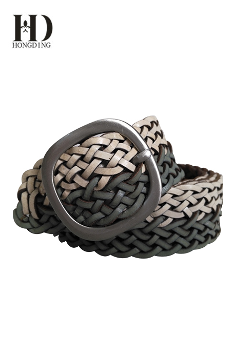 Women's Braided Leather Belt With Golden