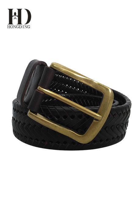 Men's Braided Leather Belt with Lacing Details