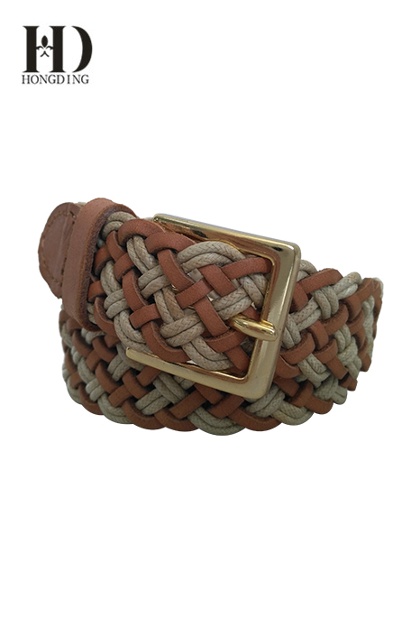 Womens braided leather belts with metal buckle