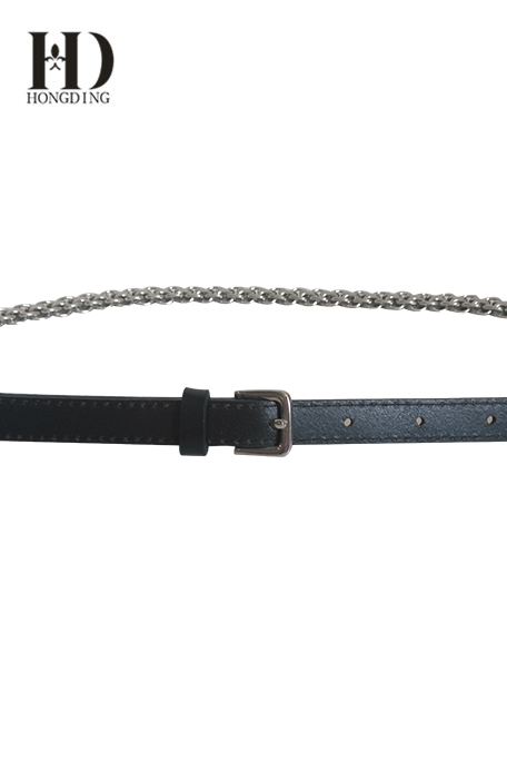 Women's Skinny Patent Leather Chain Belt