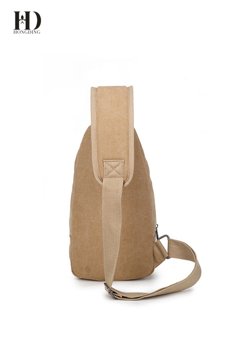 HongDing Light Coffee Fashion All-Match Canvas Chest Bags Shoulder Bags for Men