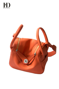 HongDing Orange Color Lindy Bag High-Quality PU Leather Handbags with Shoulder Strap for Women