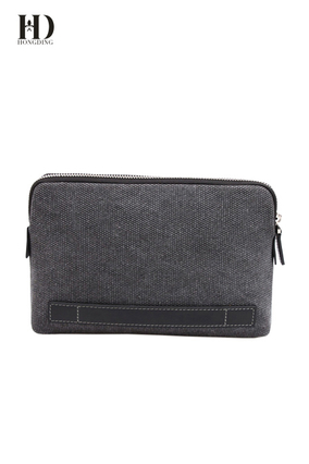 HongDing Grey Big Capacity High-Quality Canvas Handbags with Smooth Zipper for Men
