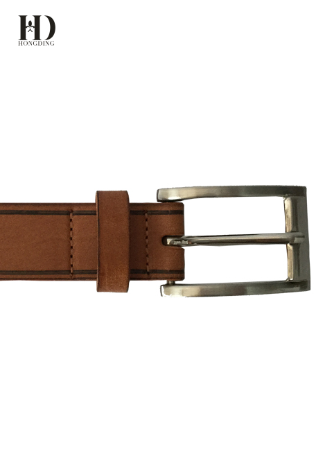 HongDing Brown Double Color Wave Rope Genuine Leather Belts With Pin Buckle For Women