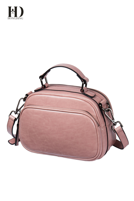 HD Pink Genuine Leather Handbags with Adjustable Shoulder Strap and Exquisite Hardware for Women