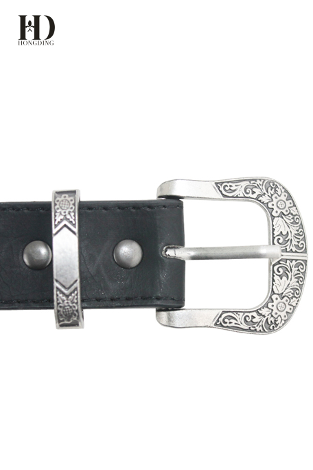 HongDing Black Retro Rivet PU Belts with Pin Buckle Three Pieces of Belts for Women